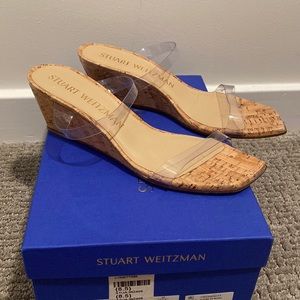 Stuart Weitzman Aleena PVC cork wedge sandals 8.5